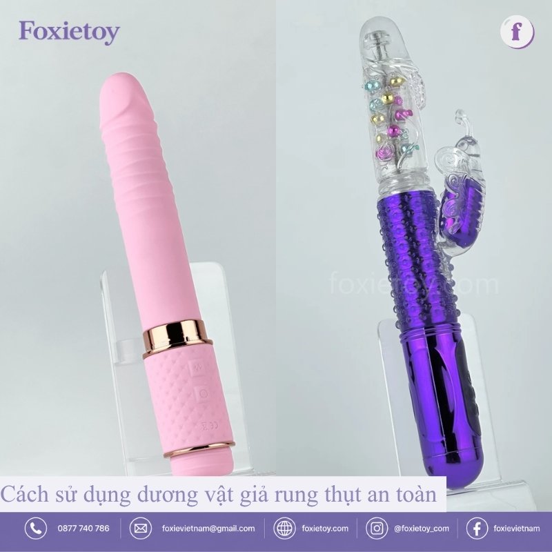 Dương vật giả rung thụt màu hồng và màu tím